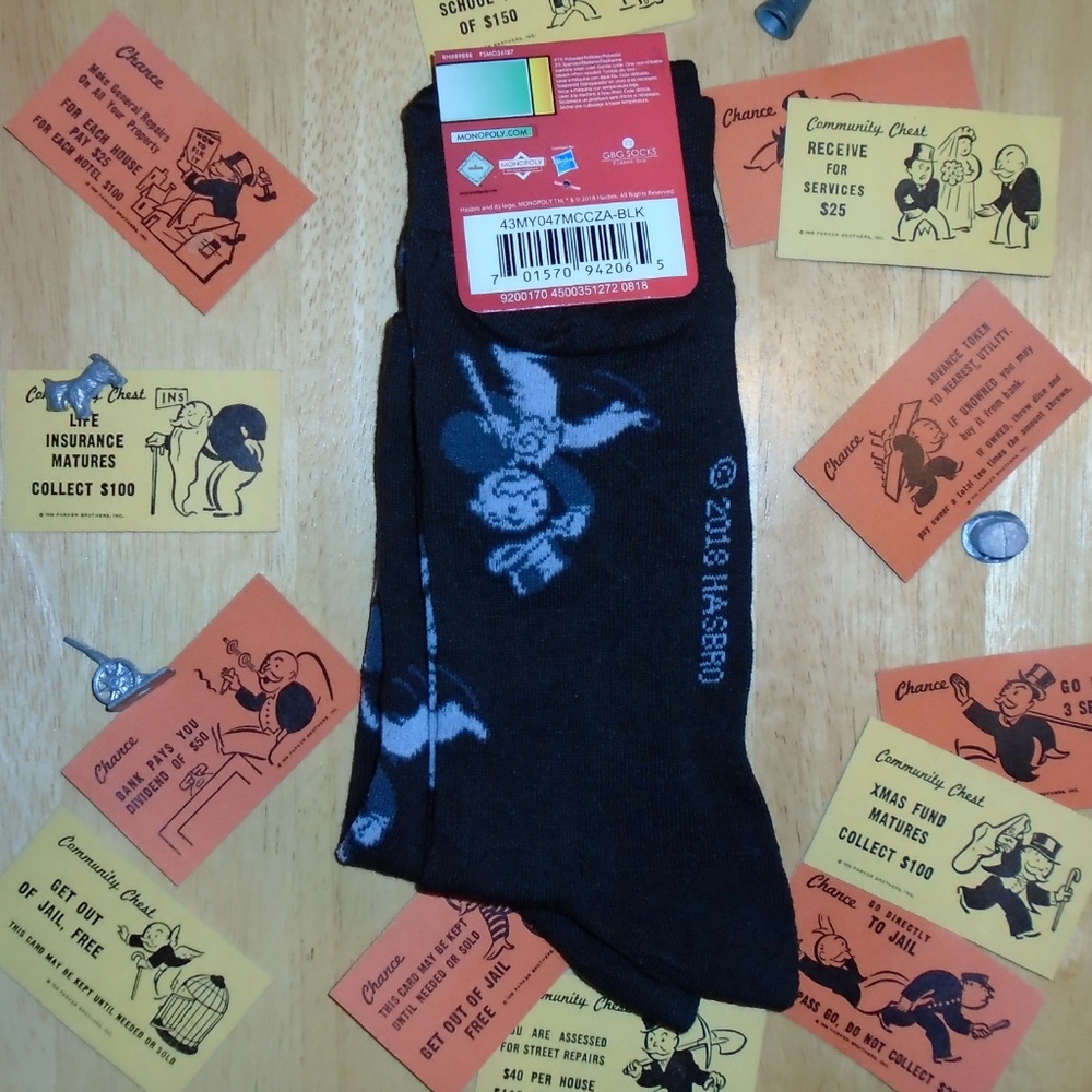 Monopoly Socks Men's Crew - Uncle Pennybags NEW - Picture 6 of 8